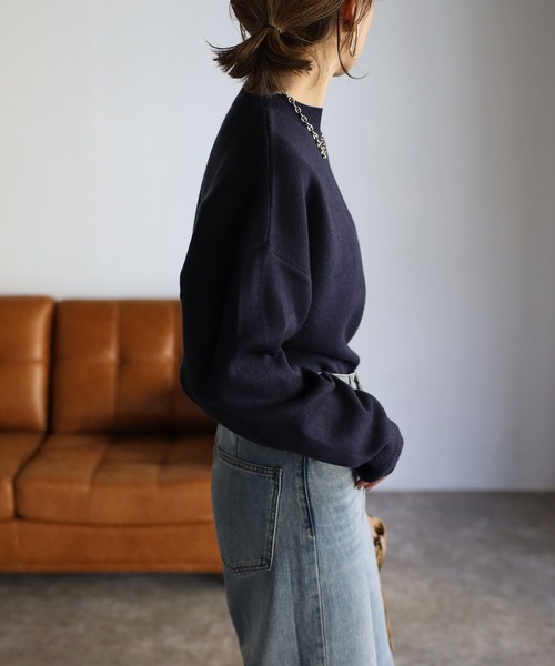 BONJOUR SAGAN バックロゴニットプルオーバー　navy Bonjour Sagan（ボンジュールサガン）の「バックロゴニットプル