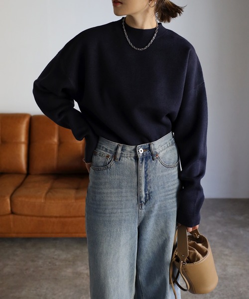 BONJOUR SAGAN バックロゴニットプルオーバー　navy Bonjour Sagan（ボンジュールサガン）の「バックロゴニットプル