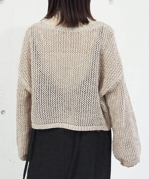 tiptop（ティップトップ）の「【2024SS新色登場】MIXテープヤーンメッシュプルオーバー（ニット/セーター・レディース・ベージュ/ライトベージュ/サックスブルー/アイボリー・FREE）」の13枚目の写真