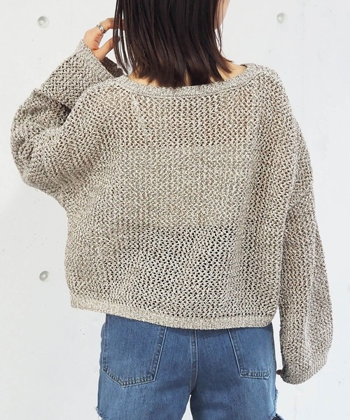 tiptop（ティップトップ）の「【2024SS新色登場】MIXテープヤーンメッシュプルオーバー（ニット/セーター・レディース・ベージュ/ライトベージュ/サックスブルー/アイボリー・FREE）」の8枚目の写真