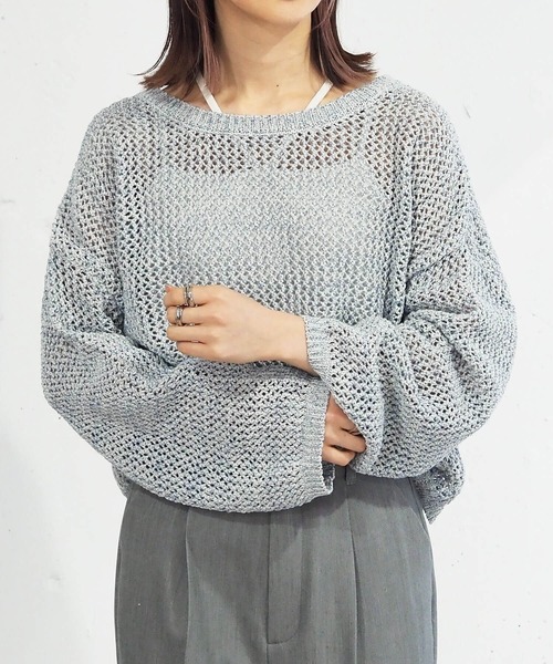 tiptop（ティップトップ）の「【2024SS新色登場】MIXテープヤーンメッシュプルオーバー（ニット/セーター・レディース・ベージュ/ライトベージュ/サックスブルー/アイボリー・FREE）」の15枚目の写真