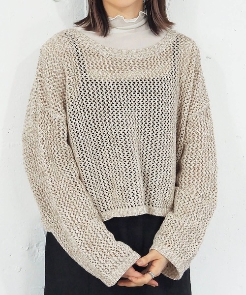 tiptop（ティップトップ）の「【2024SS新色登場】MIXテープヤーンメッシュプルオーバー（ニット/セーター・レディース・ベージュ/ライトベージュ/サックスブルー/アイボリー・FREE）」の20枚目の写真