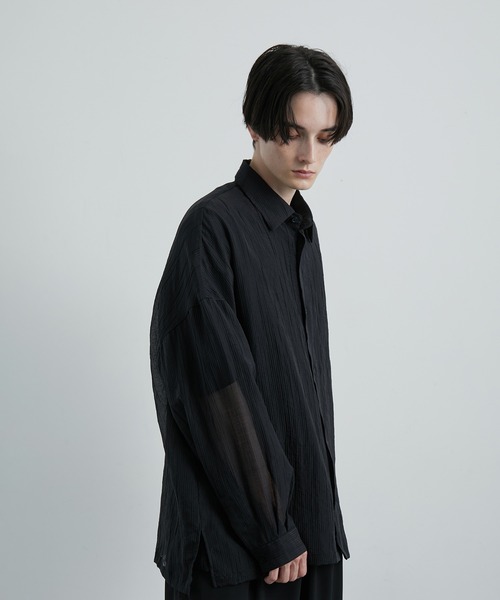 JUNRED(ジュンレッド)の「シャドーストライプシアーロングスリーブルーズシャツ(シャツ/ブラウス・メンズ・ブラック/ブルー系その他4/ホワイト・S/M/L)」の8枚目の写真