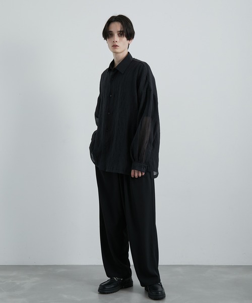 JUNRED(ジュンレッド)の「シャドーストライプシアーロングスリーブルーズシャツ(シャツ/ブラウス・メンズ・ブラック/ブルー系その他4/ホワイト・S/M/L)」の14枚目の写真