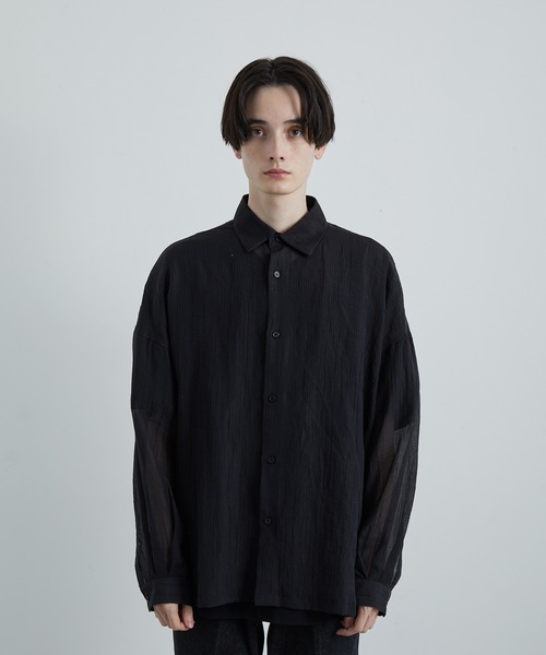 JUNRED(ジュンレッド)の「シャドーストライプシアーロングスリーブルーズシャツ(シャツ/ブラウス・メンズ・ブラック/ブルー系その他4/ホワイト・S/M/L)」の17枚目の写真