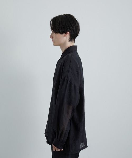 JUNRED(ジュンレッド)の「シャドーストライプシアーロングスリーブルーズシャツ(シャツ/ブラウス・メンズ・ブラック/ブルー系その他4/ホワイト・S/M/L)」の18枚目の写真