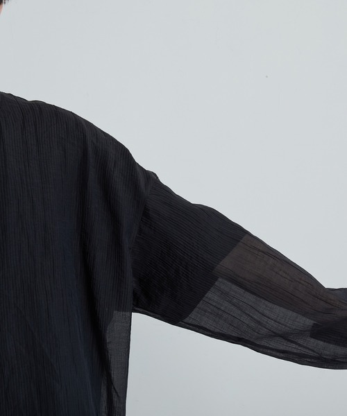 JUNRED(ジュンレッド)の「シャドーストライプシアーロングスリーブルーズシャツ(シャツ/ブラウス・メンズ・ブラック/ブルー系その他4/ホワイト・S/M/L)」の21枚目の写真