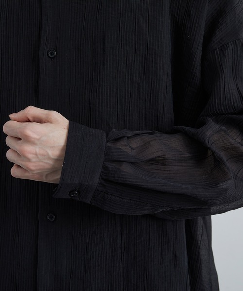 JUNRED(ジュンレッド)の「シャドーストライプシアーロングスリーブルーズシャツ(シャツ/ブラウス・メンズ・ブラック/ブルー系その他4/ホワイト・S/M/L)」の22枚目の写真