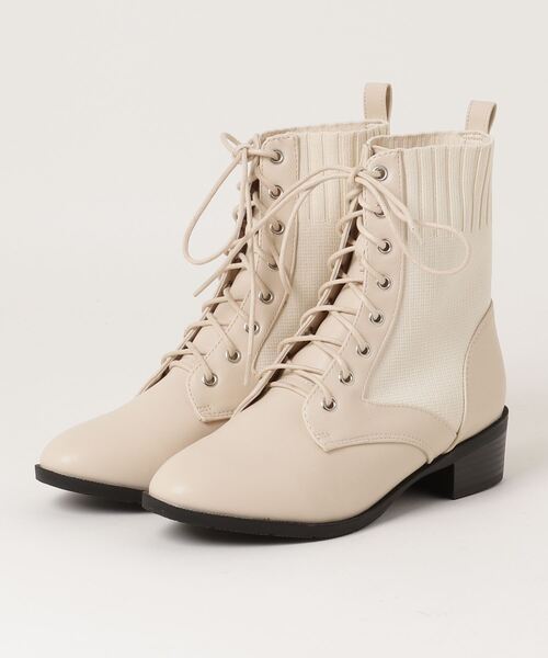 LibertyDoll（リバティードール）の「LibertyDoll/ポインテッドレースアップニットブーツ(9074)（ブーツ・レディース・ダークブラウン/ブラック/アイボリー・L/S/LL/M）」の5枚目の写真