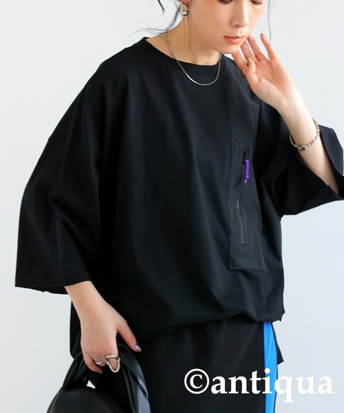 antiqua(アンティカ)の「異素材MIXポケット付きカットソー(Tシャツ/カットソー・メンズ・ブラック/ホワイト/スミクロ・FREE)」の20枚目の写真