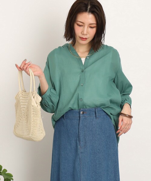 SHOO・LA・RUE（シューラルー）の「◆綿シフォン 前開きブラウス（シャツ/ブラウス・レディース・ピンク系/グリーン/ブラック/ナチュラル・04/03/02）」の22枚目の写真