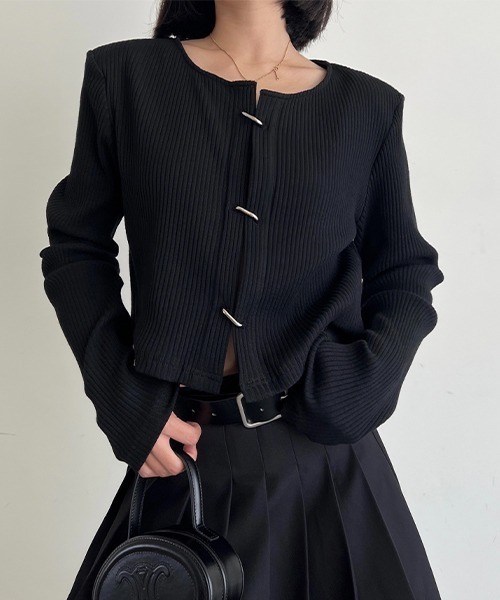 chuclla（チュクラ）の「カラビナ デザインリブカットソー chw23s037（カーディガン/ボレロ・レディース・ブラック・FREE）」の11枚目の写真
