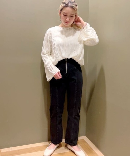 Green Parks(グリーンパークス)の「・Double Flags キリカエデニムパンツ(デニムパンツ・レディース・ライトインディゴブルー/ブラック・L/M)」の3枚目の写真