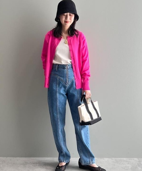 Green Parks(グリーンパークス)の「・Double Flags キリカエデニムパンツ(デニムパンツ・レディース・ライトインディゴブルー/ブラック・L/M)」の5枚目の写真