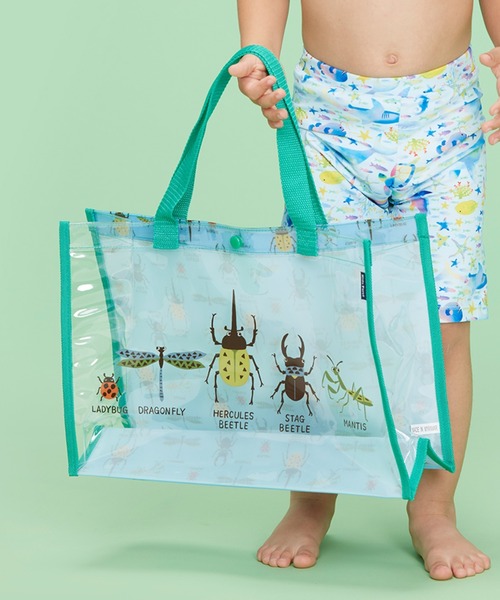 Kids Foret(キッズフォーレ)の「恐竜・昆虫・働く車・海の生き物柄プールバッグ(トートバッグ・キッズ・グリーン/ネイビー/ブラック/サックスブルー/ブルー・FREE)」の15枚目の写真