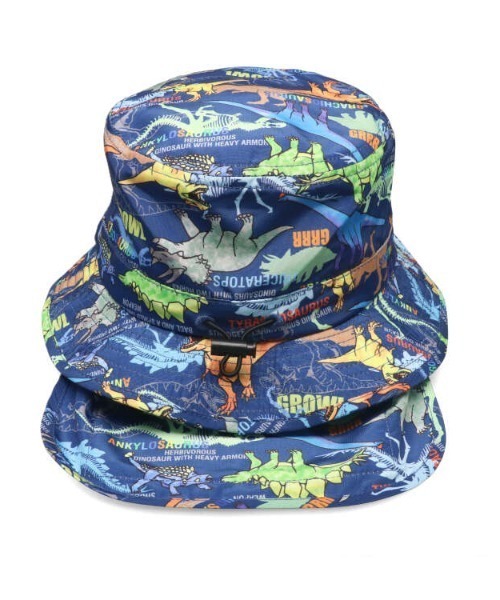 Kids Foret(キッズフォーレ)の「昆虫・恐竜総柄撥水ハット(ハット・キッズ・ブルー/ネイビー/グリーン・50/52/54/56)」の5枚目の写真