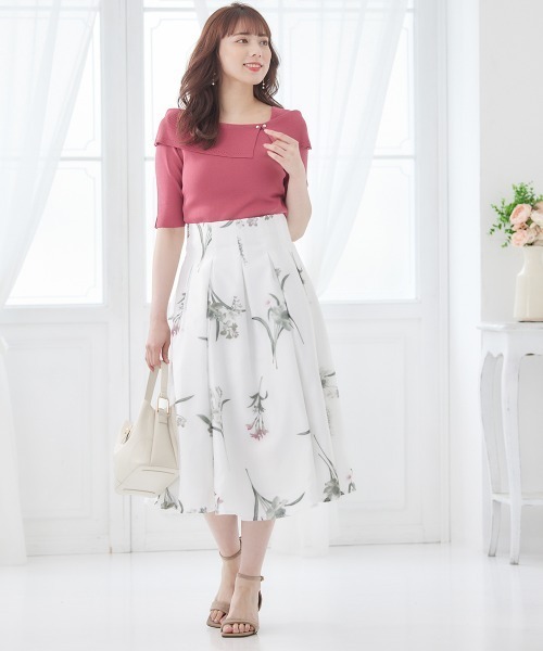 12Twelve Agenda（トゥエルブ　アジェンダ）の「アシメリブオフショル風5分袖ニットプルオーバー（ニット/セーター・レディース・ブラック/ラベンダー/サックスブルー/グレイッシュベージュ/オフホワイト/ピンク/ベージュ/グリーン・M）」の16枚目の写真