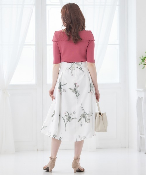 12Twelve Agenda（トゥエルブ　アジェンダ）の「アシメリブオフショル風5分袖ニットプルオーバー（ニット/セーター・レディース・ブラック/ラベンダー/サックスブルー/グレイッシュベージュ/オフホワイト/ピンク/ベージュ/グリーン・M）」の20枚目の写真