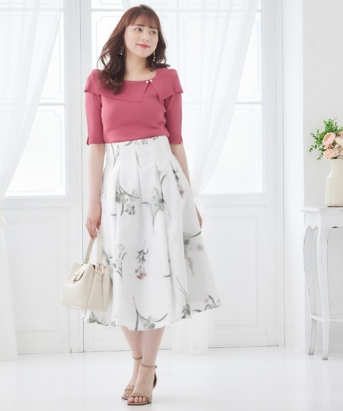 12Twelve Agenda（トゥエルブ　アジェンダ）の「アシメリブオフショル風5分袖ニットプルオーバー（ニット/セーター・レディース・ブラック/ラベンダー/サックスブルー/グレイッシュベージュ/オフホワイト/ピンク/ベージュ/グリーン・M）」の17枚目の写真