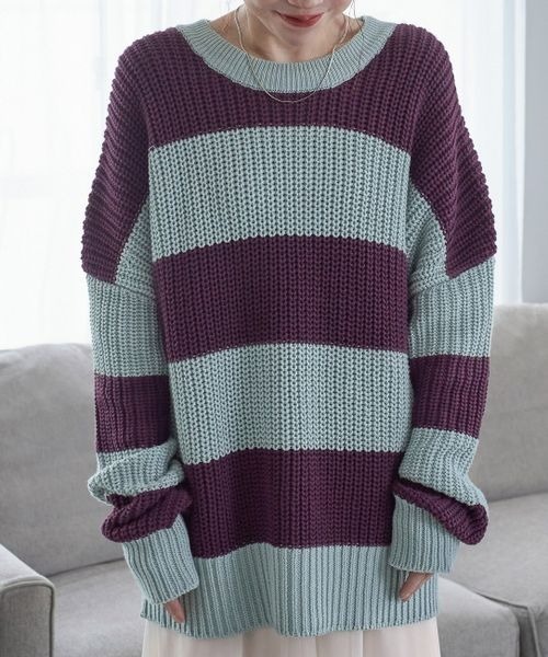 JEANASIS（ジーナシス）の「BIGボーダーニット【あかりりり企画