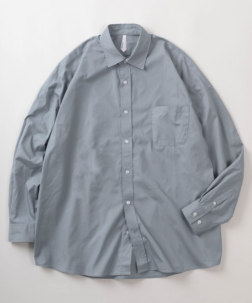 make a ray!（メイク ア レイ！）の「無地＆ストライプ柄 ビッグシルエット レギュラーカラー ブロード 長袖シャツ/オーバーサイズ（シャツ/ブラウス・メンズ・ベージュ/パープル/ブルー系その他/グリーン/ホワイト系その他/ホワイト/ブラック系その他/レモンイエロー/ブラック/サックスブルー・M/L/XL）」の9枚目の写真