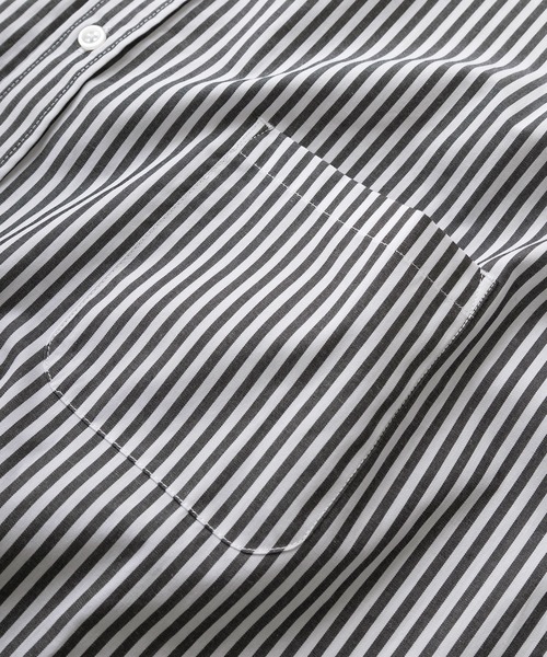 make a ray!（メイク ア レイ！）の「無地＆ストライプ柄 ビッグシルエット レギュラーカラー ブロード 長袖シャツ/オーバーサイズ（シャツ/ブラウス・メンズ・ベージュ/パープル/ブルー系その他/グリーン/ホワイト系その他/ホワイト/ブラック系その他/レモンイエロー/ブラック/サックスブルー・M/L/XL）」の11枚目の写真