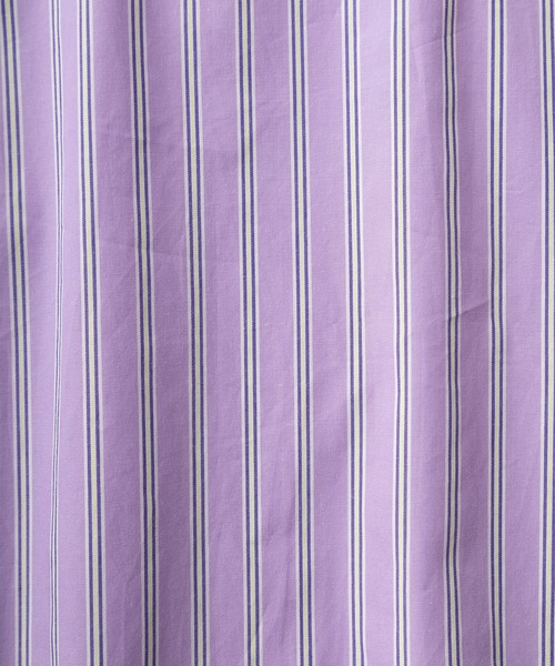 make a ray!（メイク ア レイ！）の「無地＆ストライプ柄 ビッグシルエット レギュラーカラー ブロード 長袖シャツ/オーバーサイズ（シャツ/ブラウス・メンズ・ベージュ/パープル/ブルー系その他/グリーン/ホワイト系その他/ホワイト/ブラック系その他/レモンイエロー/ブラック/サックスブルー・M/L/XL）」の14枚目の写真