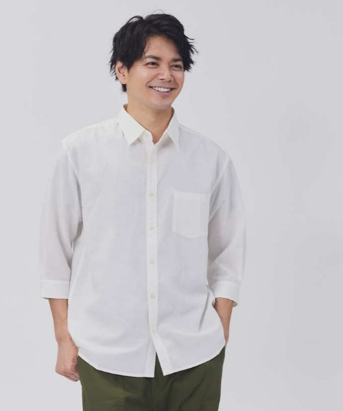 BACK NUMBER(バックナンバー)の「【BACK NUMBER】サラサラリネン混7分袖シャツ(シャツ/ブラウス・メンズ・ホワイト/グリーン/ピンク/ベージュ・L/M/XL/S)」の21枚目の写真