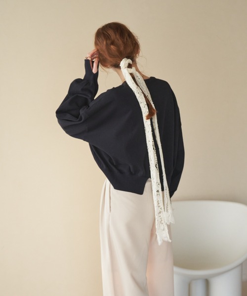 hinari（ヒナリ）の「袖スリットニットプルオーバー（ニット/セーター・レディース・ベージュ/ネイビー/アイボリー/ピンク・FREE）」の5枚目の写真