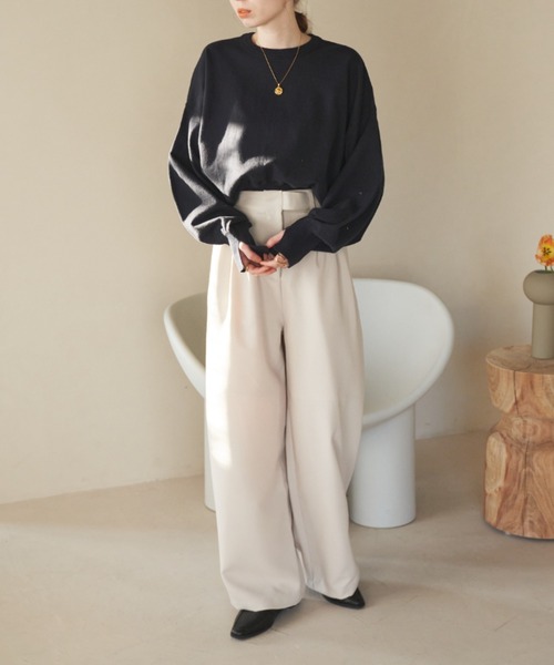 hinari（ヒナリ）の「袖スリットニットプルオーバー（ニット/セーター・レディース・ベージュ/ネイビー/アイボリー/ピンク・FREE）」の14枚目の写真