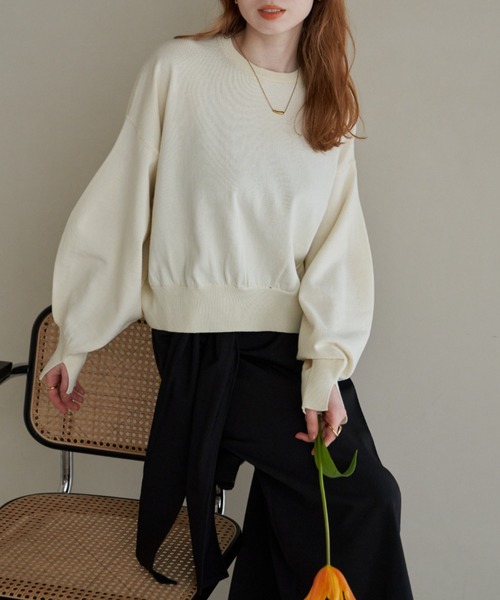 hinari（ヒナリ）の「袖スリットニットプルオーバー（ニット/セーター・レディース・ベージュ/ネイビー/アイボリー/ピンク・FREE）」の9枚目の写真