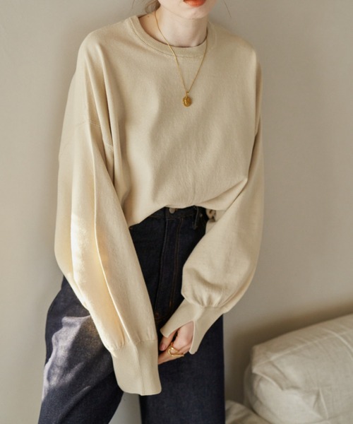 hinari（ヒナリ）の「袖スリットニットプルオーバー（ニット/セーター・レディース・ベージュ/ネイビー/アイボリー/ピンク・FREE）」の11枚目の写真