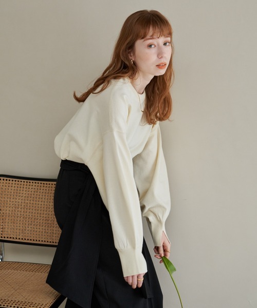 hinari（ヒナリ）の「袖スリットニットプルオーバー（ニット/セーター・レディース・ベージュ/ネイビー/アイボリー/ピンク・FREE）」の17枚目の写真