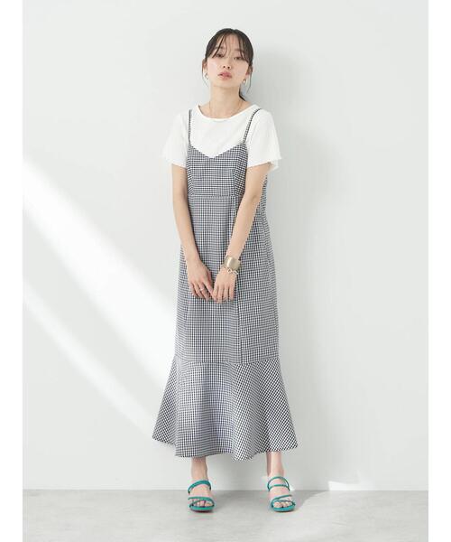 earth music&ecology（アースミュージックアンドエコロジー）の「チェックマーメイドキャミワンピース（ワンピース・レディース・ブラック/グリーン/サックスブルー・FREE）」の20枚目の写真