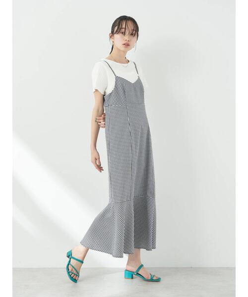 earth music&ecology（アースミュージックアンドエコロジー）の「チェックマーメイドキャミワンピース（ワンピース・レディース・ブラック/グリーン/サックスブルー・FREE）」の21枚目の写真