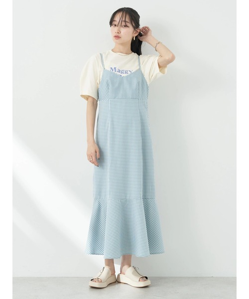 earth music&ecology（アースミュージックアンドエコロジー）の「チェックマーメイドキャミワンピース（ワンピース・レディース・ブラック/グリーン/サックスブルー・FREE）」の17枚目の写真