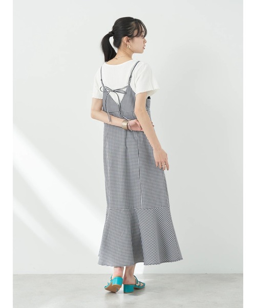 earth music&ecology（アースミュージックアンドエコロジー）の「チェックマーメイドキャミワンピース（ワンピース・レディース・ブラック/グリーン/サックスブルー・FREE）」の13枚目の写真