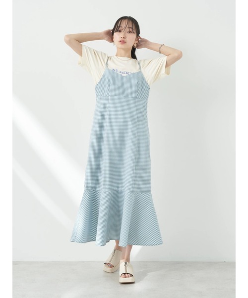 earth music&ecology（アースミュージックアンドエコロジー）の「チェックマーメイドキャミワンピース（ワンピース・レディース・ブラック/グリーン/サックスブルー・FREE）」の12枚目の写真