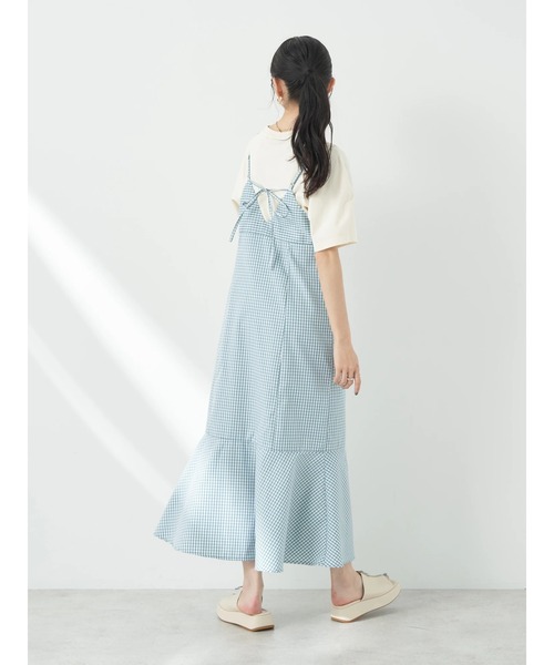 earth music&ecology（アースミュージックアンドエコロジー）の「チェックマーメイドキャミワンピース（ワンピース・レディース・ブラック/グリーン/サックスブルー・FREE）」の8枚目の写真