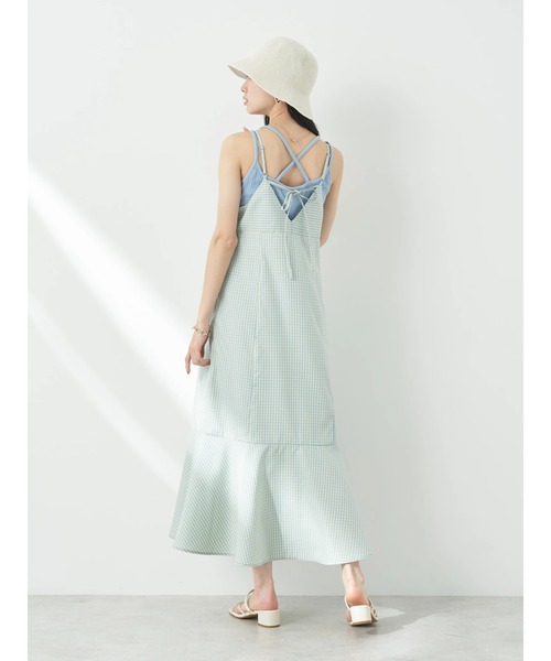 earth music&ecology（アースミュージックアンドエコロジー）の「チェックマーメイドキャミワンピース（ワンピース・レディース・ブラック/グリーン/サックスブルー・FREE）」の11枚目の写真