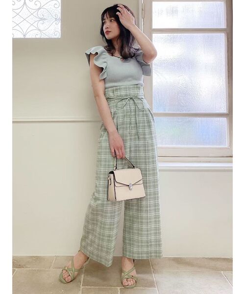 ニット セーター ラッフルニットトップス レディース styling/ ニット セーター ラッフルニットベアトップ レディース