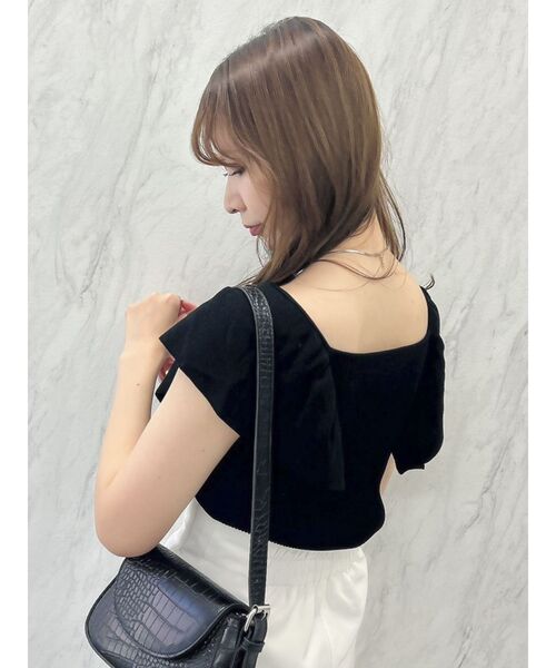 dazzlin（ダズリン）の「クロスラッフルニットトップス（ニット/セーター・レディース・オフホワイト/ピンク/グレー/ブルー/ブラック・FREE）」の14枚目の写真