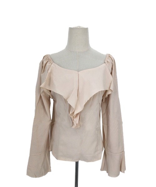 Amulet(アミュレット)の「ベルスリーブフリルブラウス(シャツ/ブラウス・レディース・ベージュ/ブラック・L/M/XL)」の4枚目の写真