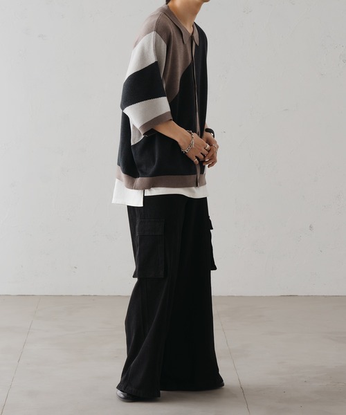 epnok（エプノック）の「アシンメトリールーズニットシャツ（シャツ/ブラウス・メンズ・ブラウン/ブラック/グレイッシュベージュ・SMALL/MEDIUM/LARGE）」の13枚目の写真