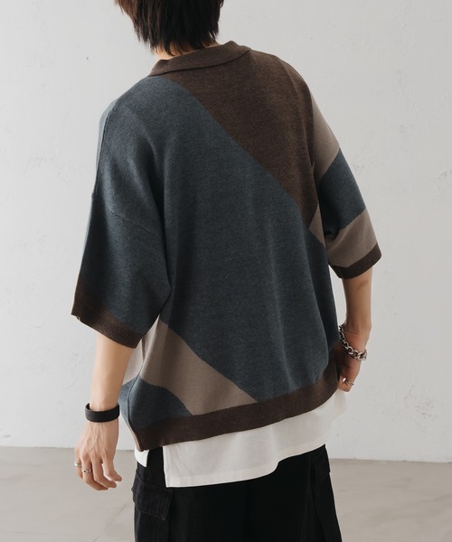epnok（エプノック）の「アシンメトリールーズニットシャツ（シャツ/ブラウス・メンズ・ブラウン/ブラック/グレイッシュベージュ・SMALL/MEDIUM/LARGE）」の18枚目の写真