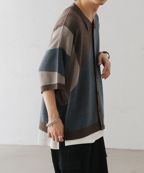 epnok（エプノック）の「アシンメトリールーズニットシャツ（シャツ/ブラウス・メンズ・ブラウン/ブラック/グレイッシュベージュ・SMALL/MEDIUM/LARGE）」の17枚目の写真