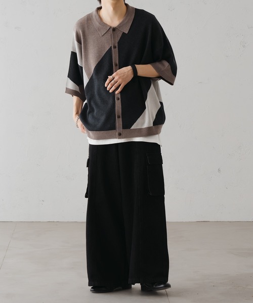 epnok（エプノック）の「アシンメトリールーズニットシャツ（シャツ/ブラウス・メンズ・ブラウン/ブラック/グレイッシュベージュ・SMALL/MEDIUM/LARGE）」の11枚目の写真