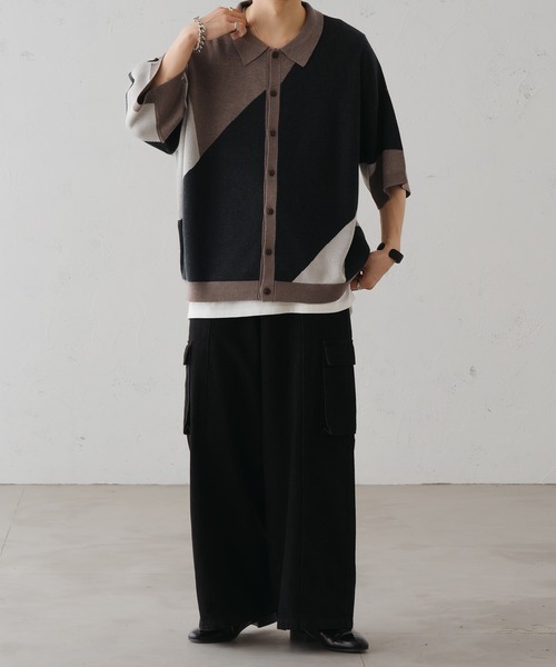 epnok（エプノック）の「アシンメトリールーズニットシャツ（シャツ/ブラウス・メンズ・ブラウン/ブラック/グレイッシュベージュ・SMALL/MEDIUM/LARGE）」の12枚目の写真