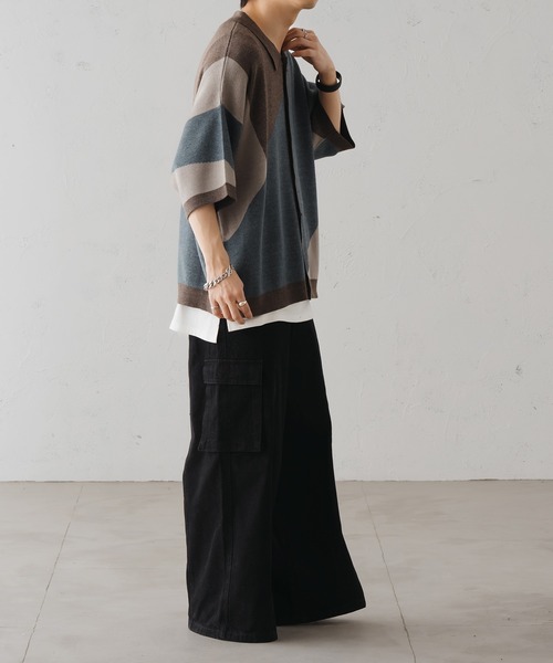 epnok（エプノック）の「アシンメトリールーズニットシャツ（シャツ/ブラウス・メンズ・ブラウン/ブラック/グレイッシュベージュ・SMALL/MEDIUM/LARGE）」の22枚目の写真