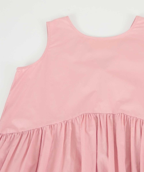 バックリボンギャザーノースリーブワンピース